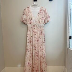 knee length dresses for ladies Elegant Velvet Maxi Dress with V Neckline and Short Sleeves – Rebecca James  (formerly Curvy Chic Boutique) main image 0